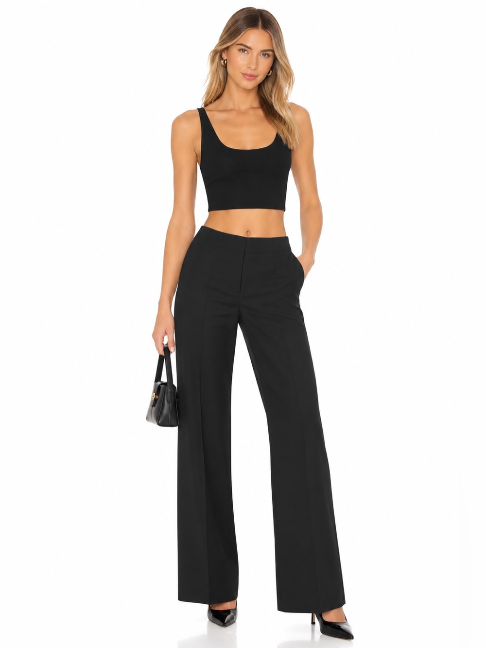 Aritzia Straight-Leg High-Rise Trousers in Black
